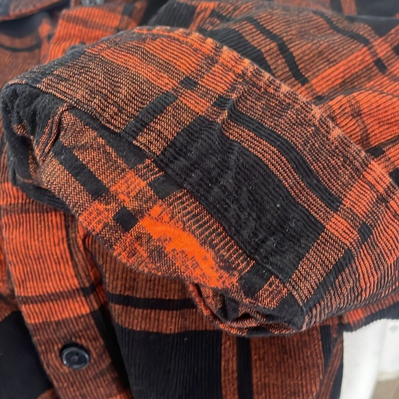 Banana Republic plaid corduroy shirt black and orange - Picture 4 of 5